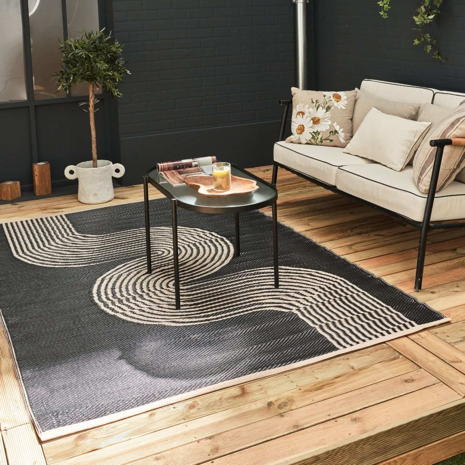 Urban Outdoor Rug Black & Beige | 1010