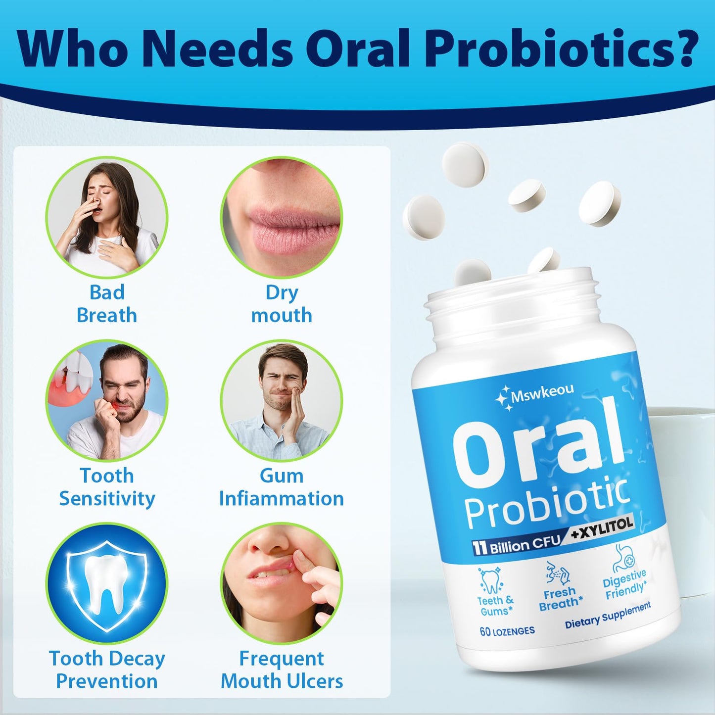 Oral Probiotics for Mouth Bad Breath 11B CFU – 2 Pack