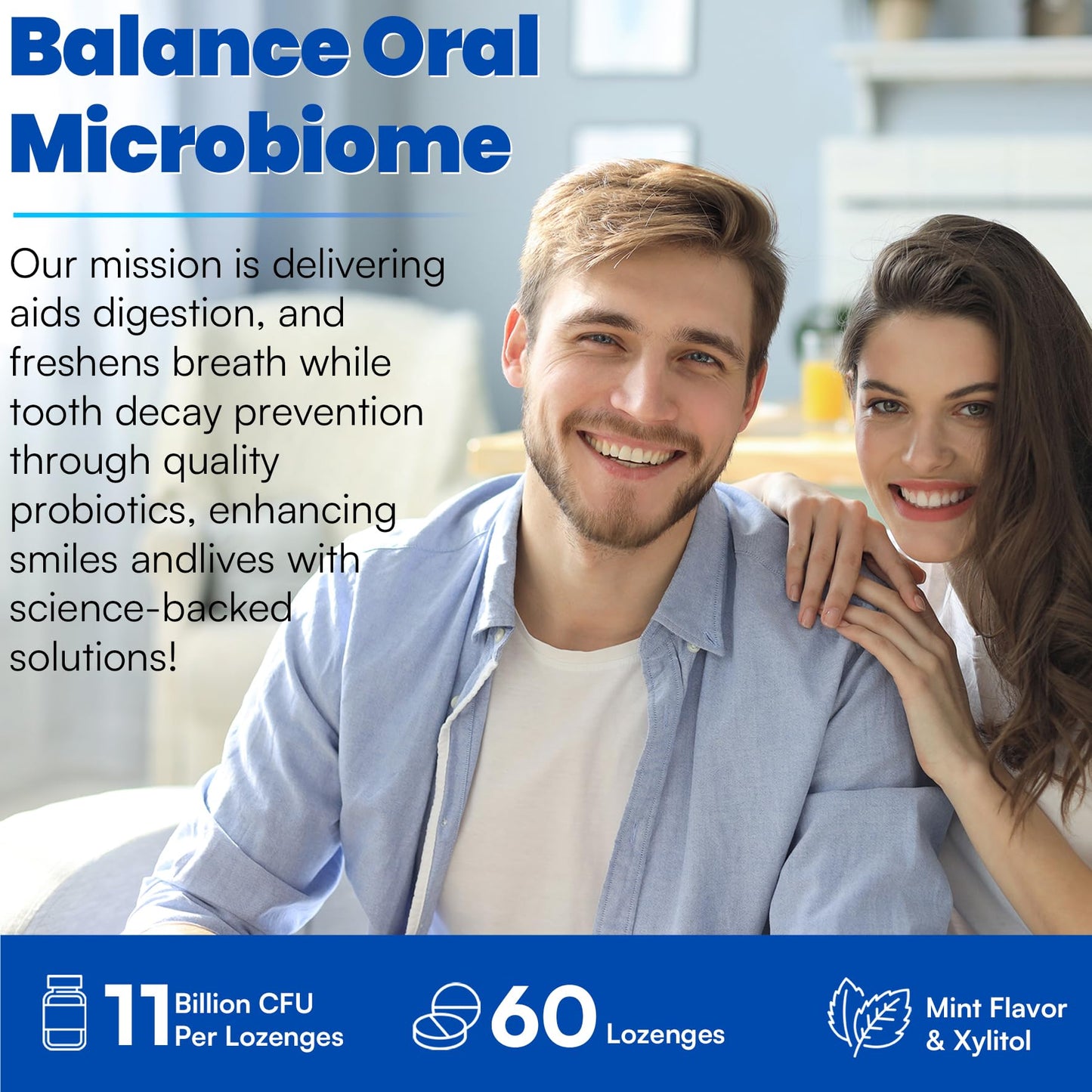 Oral Probiotics 11B CFU with M18 & A12 – Fresh Breath, Gum Health (120 Lozenges)