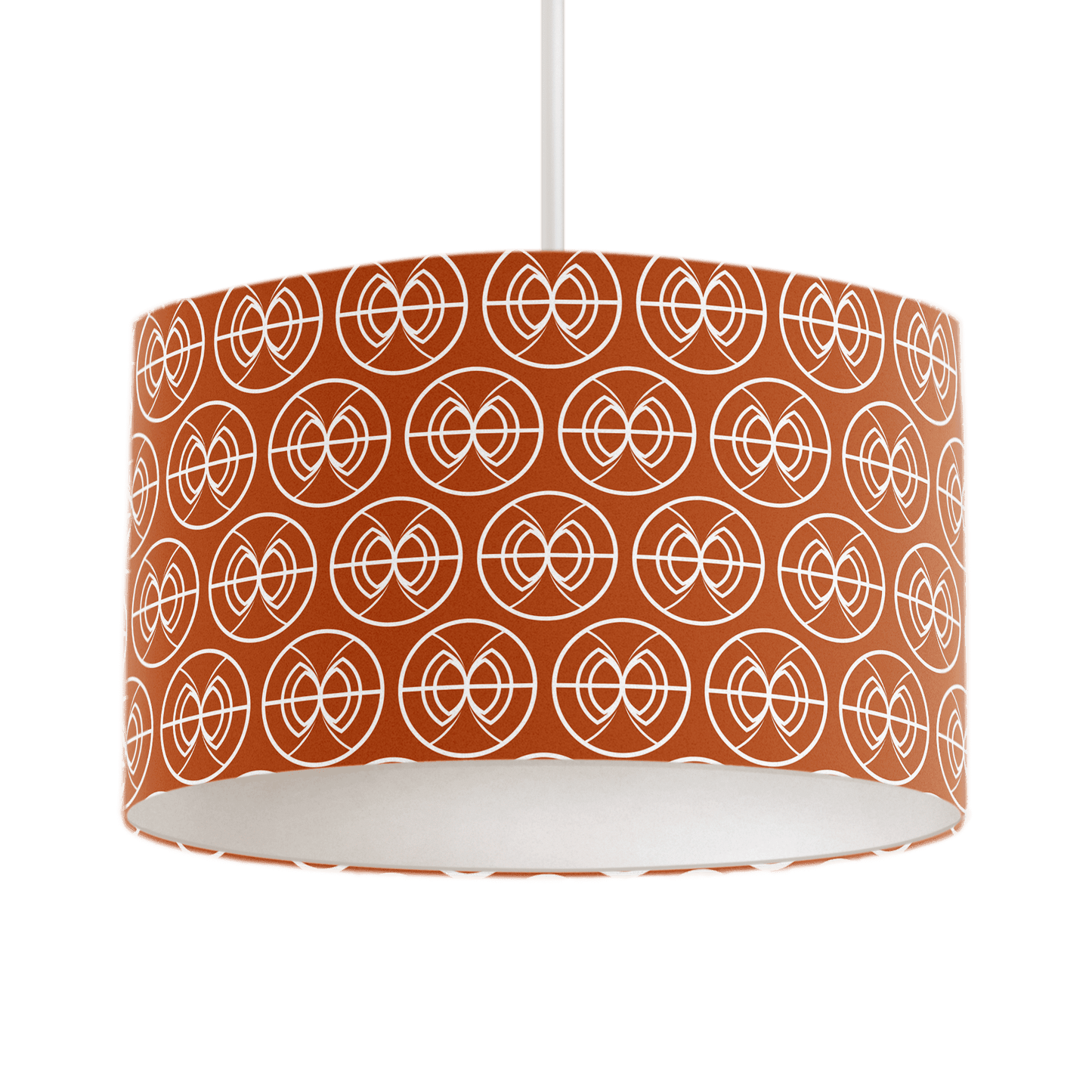 Orange and White Drum Lampshade, Geometric Semi-Circle Design Shade for Table, Floor or Ceiling Pendant Light