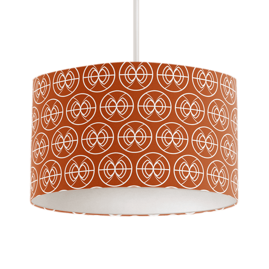 Orange and White Drum Lampshade, Geometric Semi-Circle Design Shade for Table, Floor or Ceiling Pendant Light