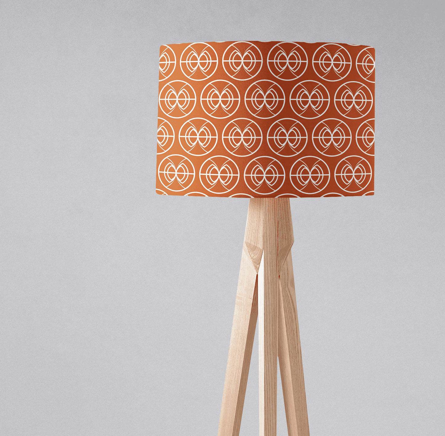 Orange and White Drum Lampshade, Geometric Semi-Circle Design Shade for Table, Floor or Ceiling Pendant Light
