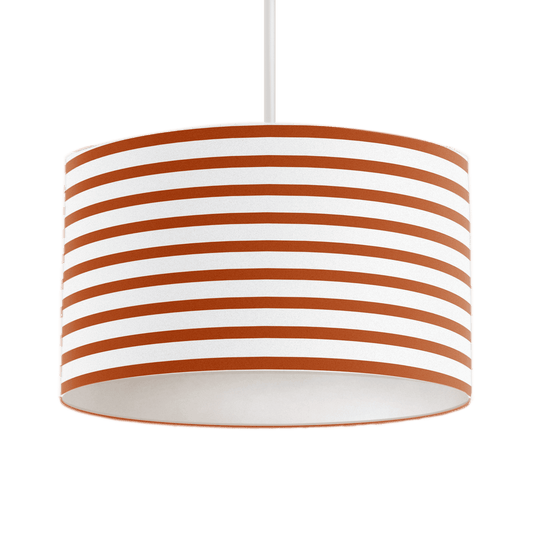 Orange and White Drum Lampshade, Geometric Striped Design Shade for Table, Floor or Ceiling Pendant Light
