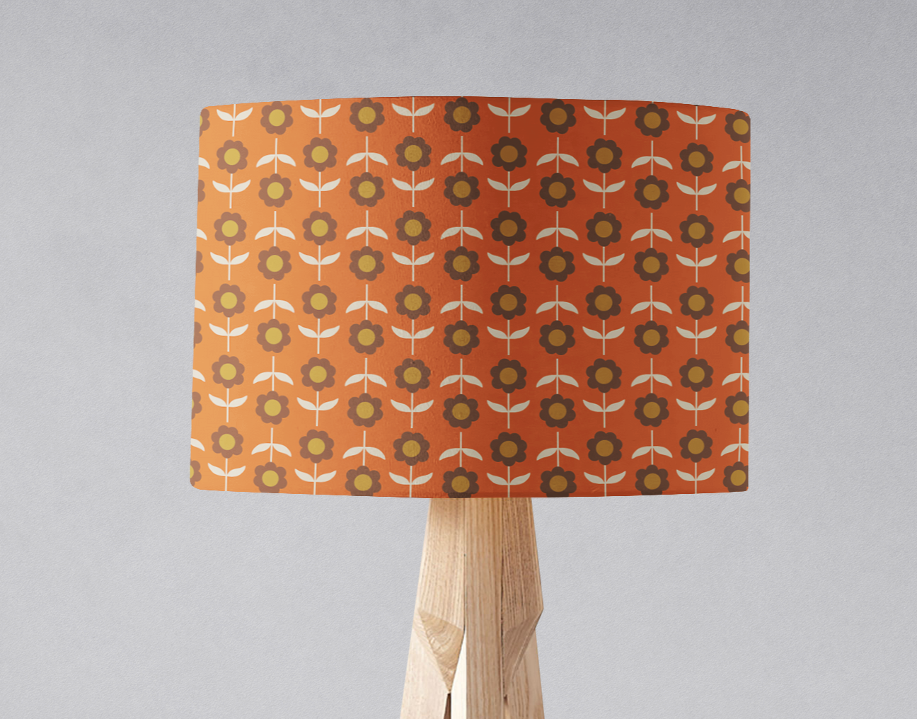 Orange Retro Floral Lampshade, Ceiling or Table Lamp Shade