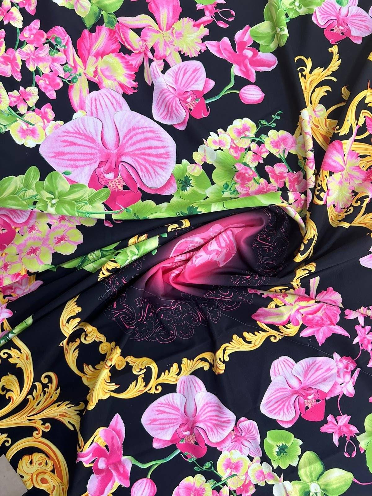 Orchid Floral Print Fabric by Metre