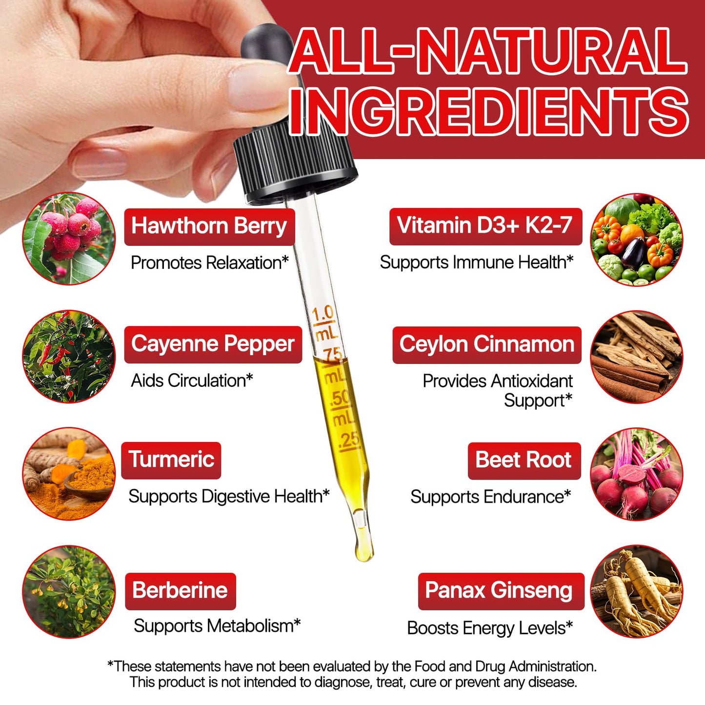 2 Pack Cayenne Pepper Drops – Organic Cayenne, Hawthorn, Beet Root, Turmeric, K2 & D3 | Vegan