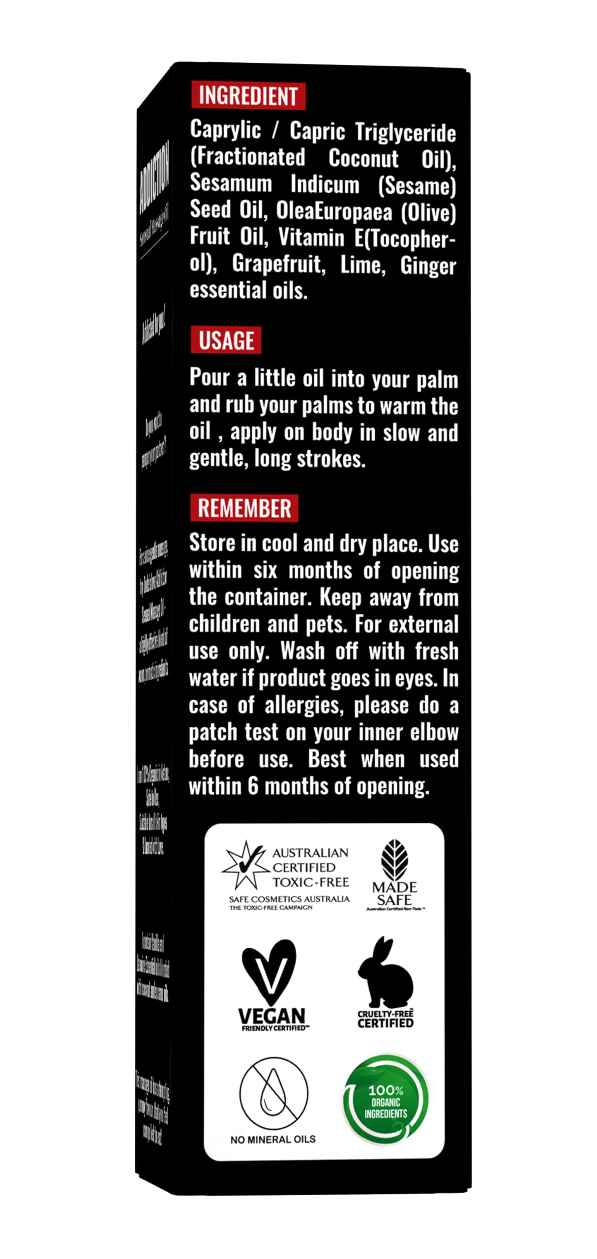 Organic Grapefruit Full Edible Body Massage Oil – Refreshing, Calming, 8.45 Fl Oz | No Stain & Non-Sticky