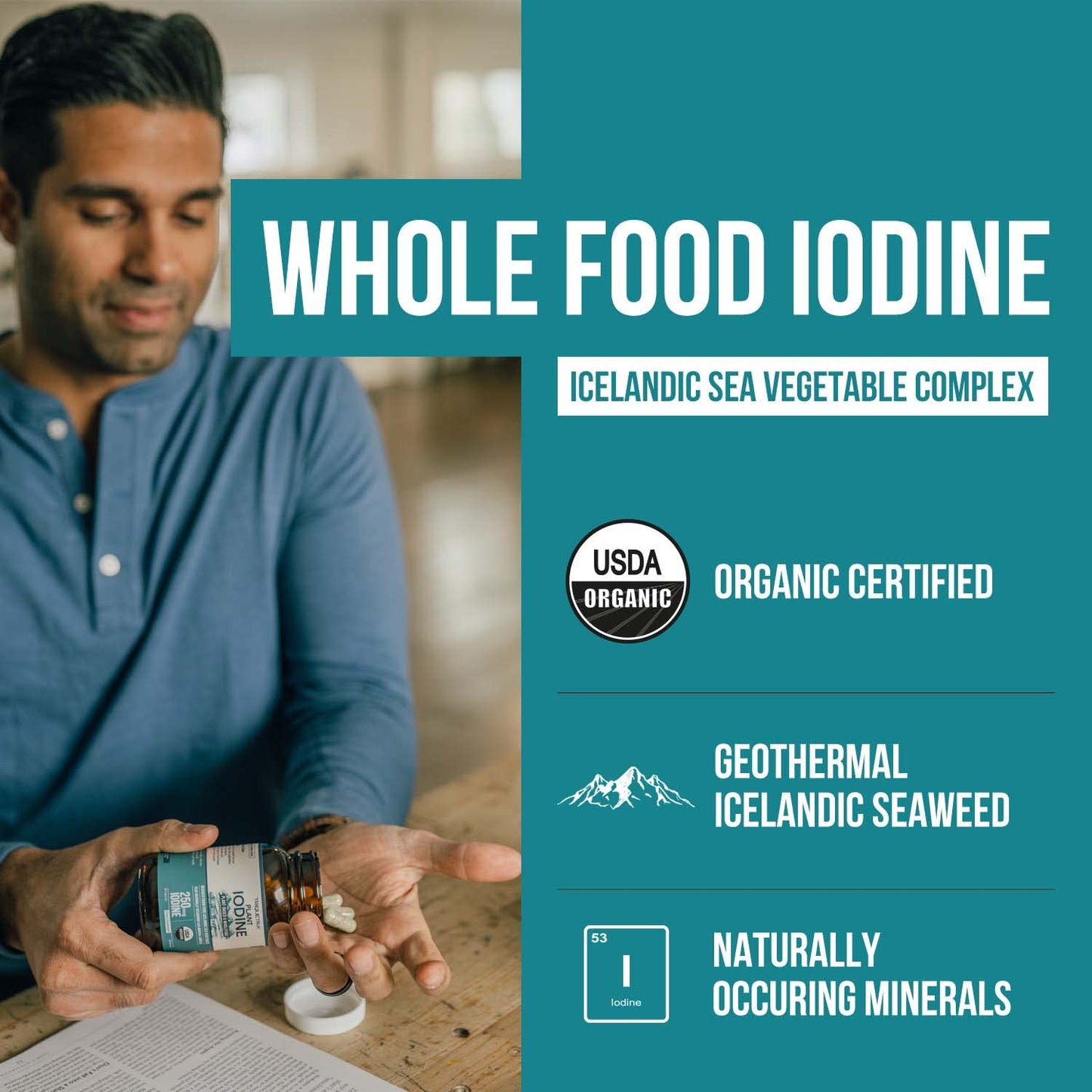 Organic Iodine Supplement from Sea Vegetables – Whole Food & Raw (250 mcg)