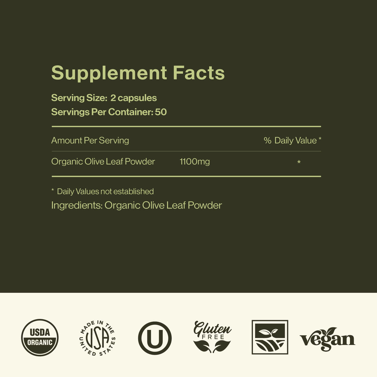 Complete Natural Products Organic Olive Leaf Capsules - 550mg, 100 Count, 1100mg per Serving (Pack of 2)