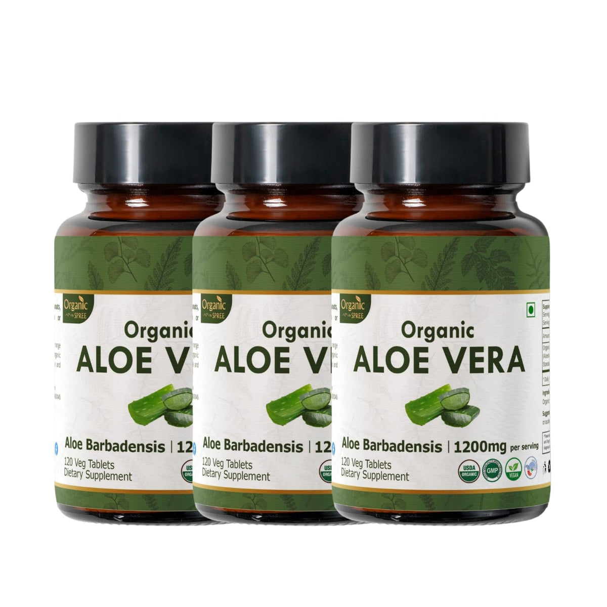 Organic Spree Aloe Vera Tablets – USDA Organic | Digestion & Skin Health | 120 Tablets