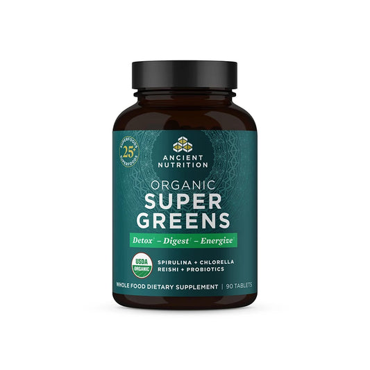 Ancient Nutrition Organic SuperGreens with Probiotics – 90 Count Tablets | 30 Servings
