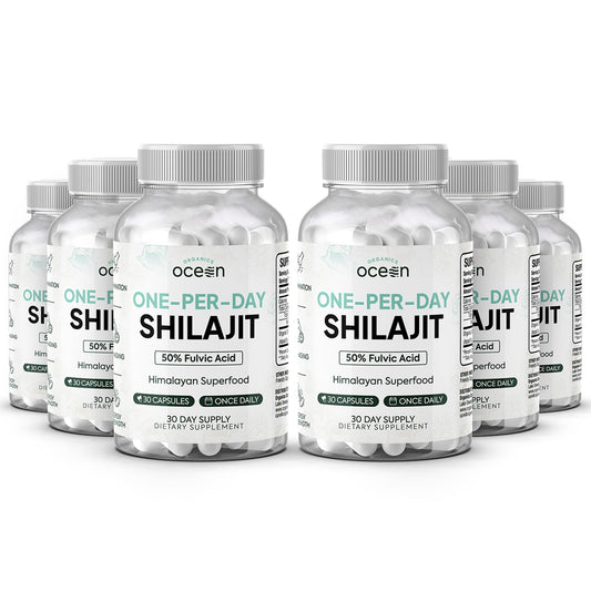 Organics Ocean One-Per-Day Shilajit Capsules – Himalayan Shilajit for Hormone Support – 6 Bottles