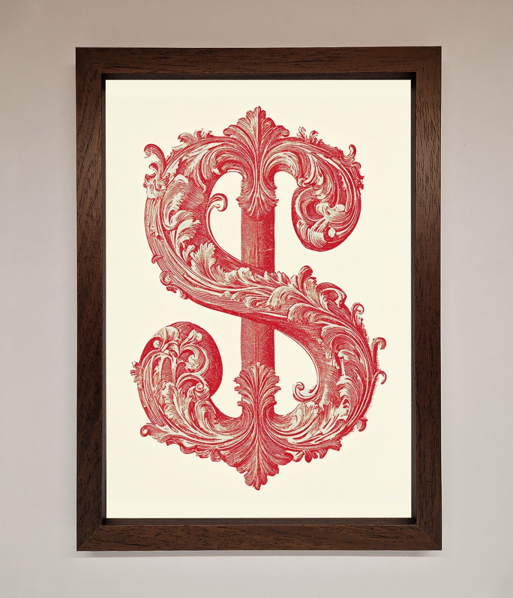 Ornate Dollar Cash Art Framed Print