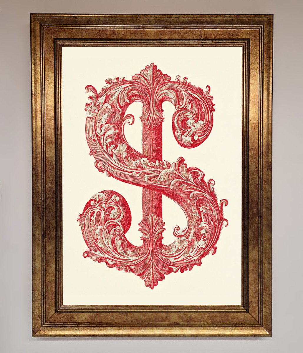 Ornate Dollar Cash Art Framed Print