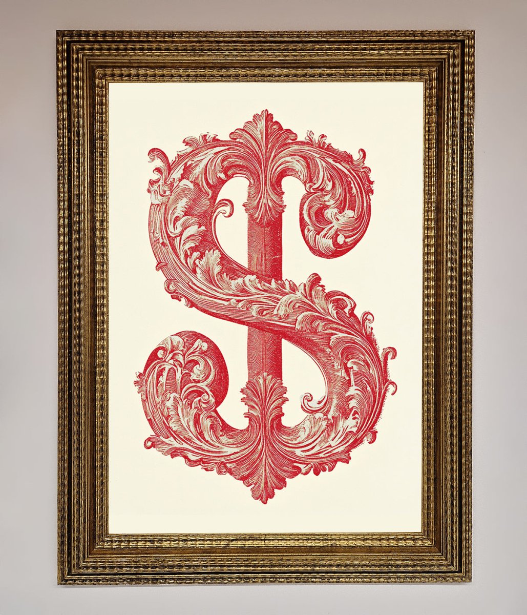 Ornate Dollar Cash Art Framed Print