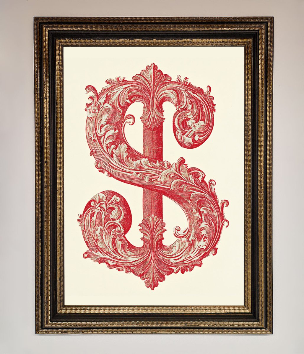 Ornate Dollar Cash Art Framed Print