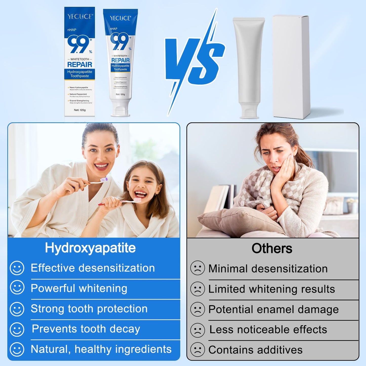 9.9% Hydroxyapatite Toothpaste (2Pcs) – Enamel Protection & Strong Teeth