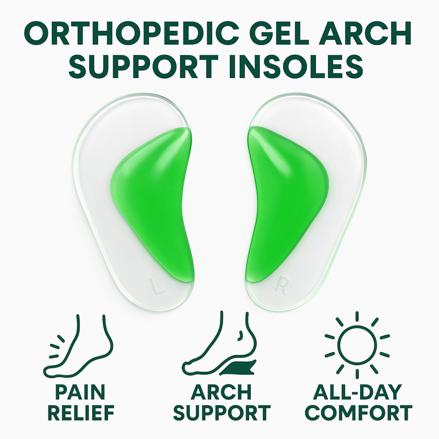 Orthopedic Gel Arch Support Insoles - Flat Feet Support Gel Soft Pads Silicone
