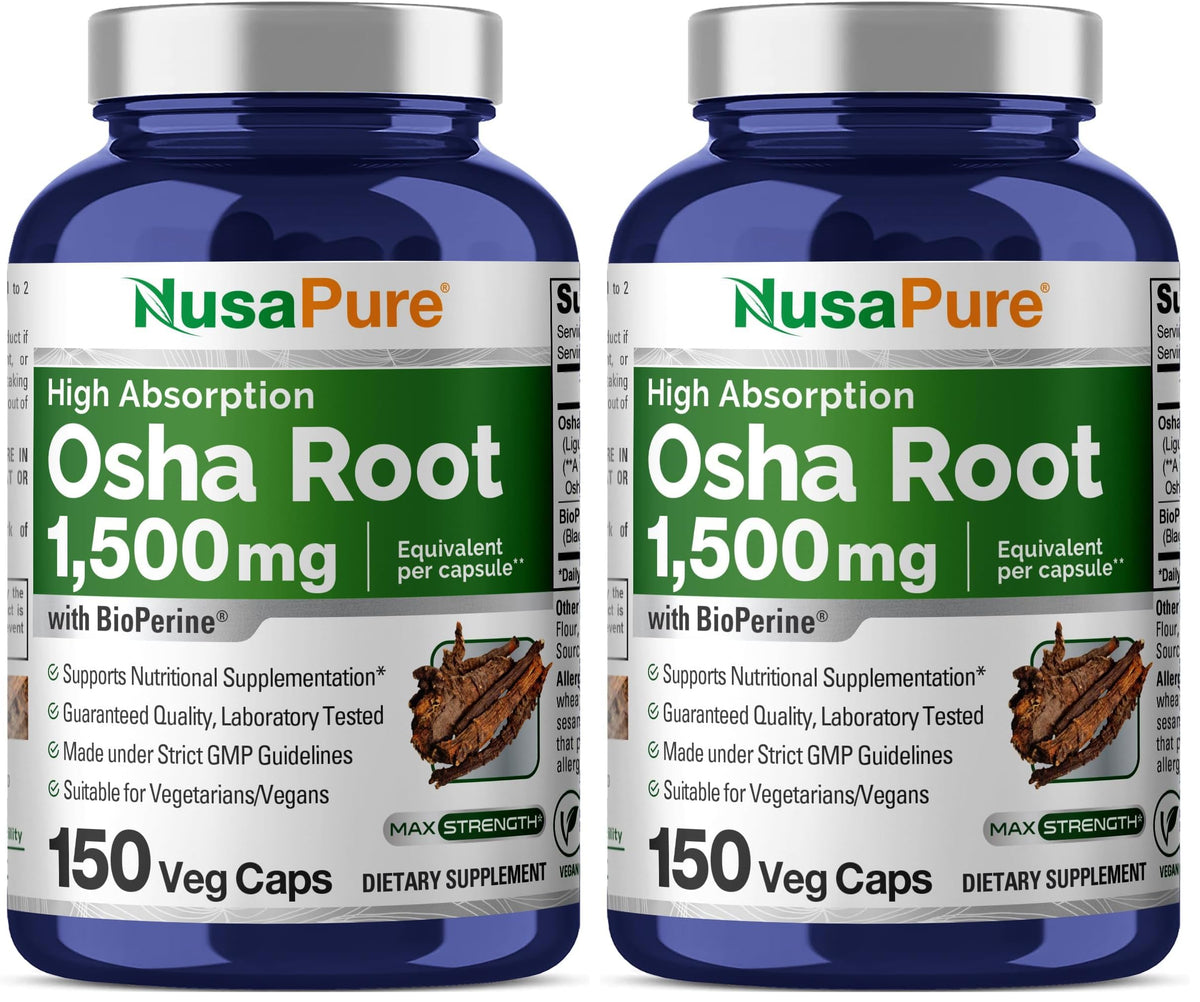 NusaPure OSHA Root Extract 1500 mg Vegan Capsules – 150 Count (Pack of 2)