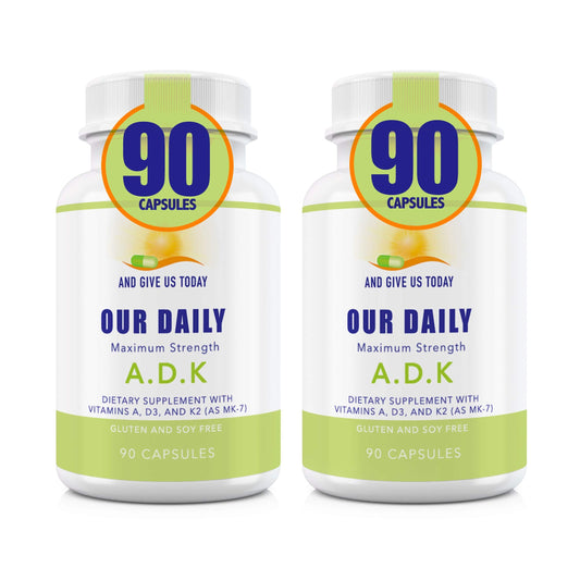 Our Daily Vites ADK Supplement – Vitamin A, D3 & K2 (MK7) for Bone & Immune Support