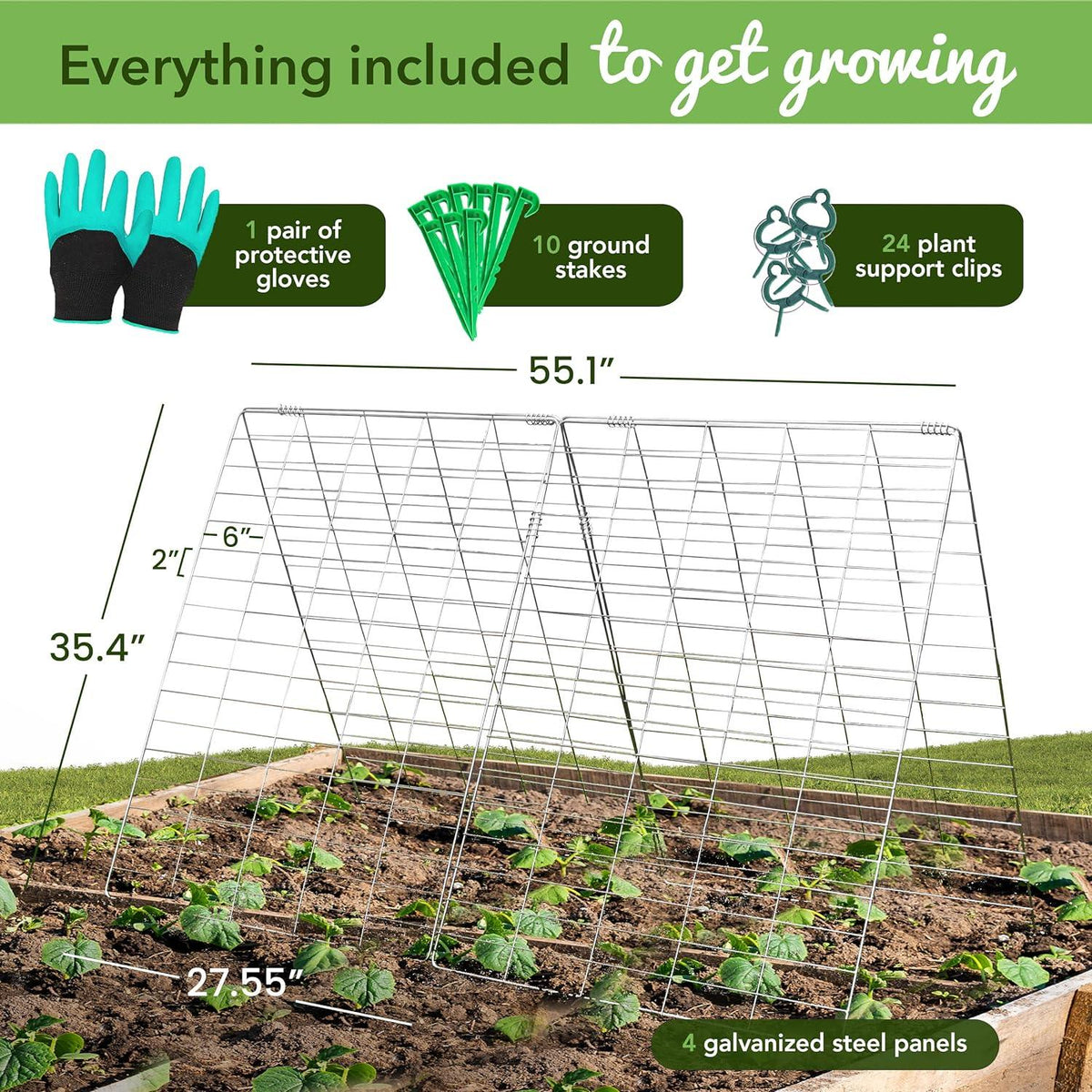 Outdoor Garden Trellis for Climbing Plants Vegetables with Support Clips