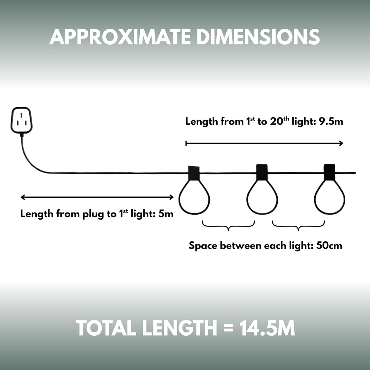 14ft Connectable LED Festoon String Lights Warm White