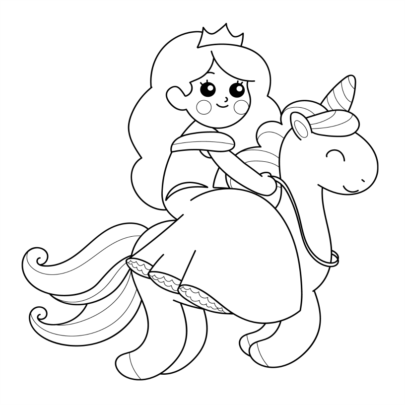 Princess Colouring Book - 55 Bold and Simple Designs for Young Kids