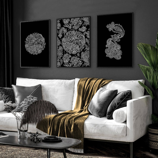 Wall art bohemian | set of 3 framed wall art prints