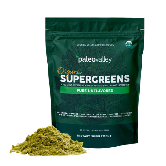 Paleovalley Organic Supergreens Powder - 23 Superfoods, No Cereal Grasses, 30 Servings