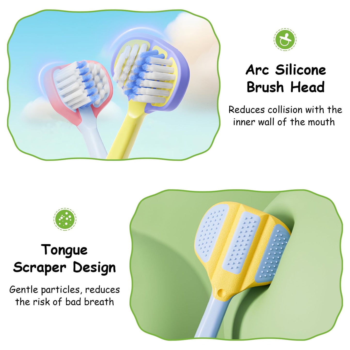 PANIMOSI 8-Pack Toddler Toothbrush – 3-Sided, Ultra-Soft Bristles, Ages 1-12