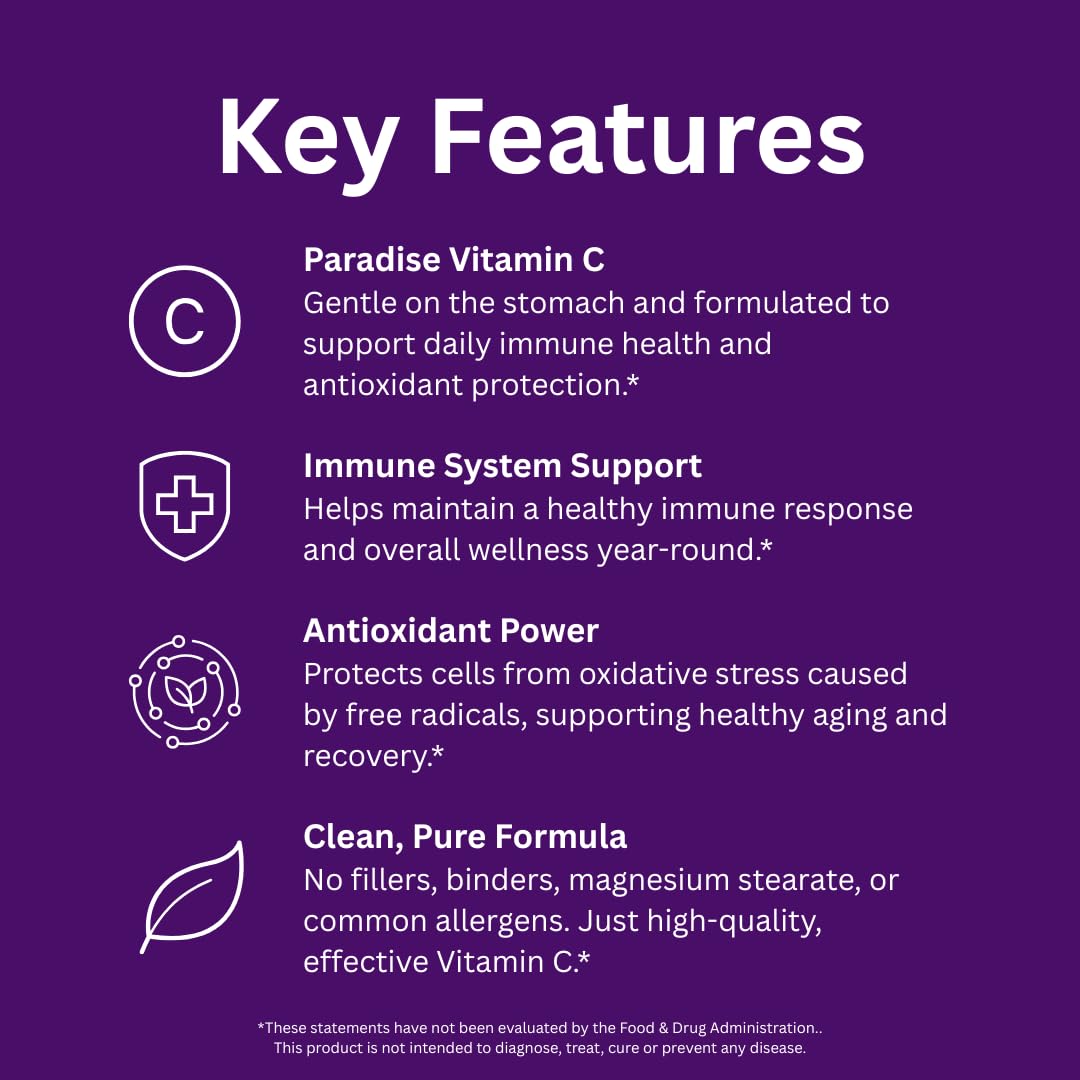 Paradise Earth's Blend Vitamin C with Adaptogens & Organic Greens | 90 Vegetarian Capsules