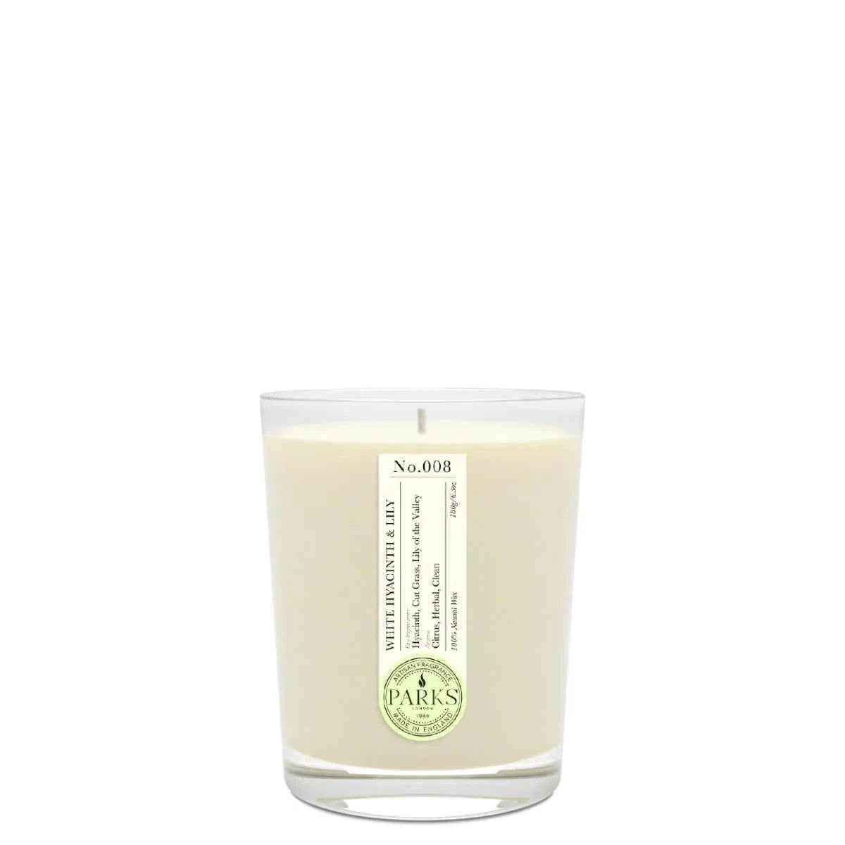 WHITE HYACINTH & LILY 1 WICK SCENTED CANDLE 180G
