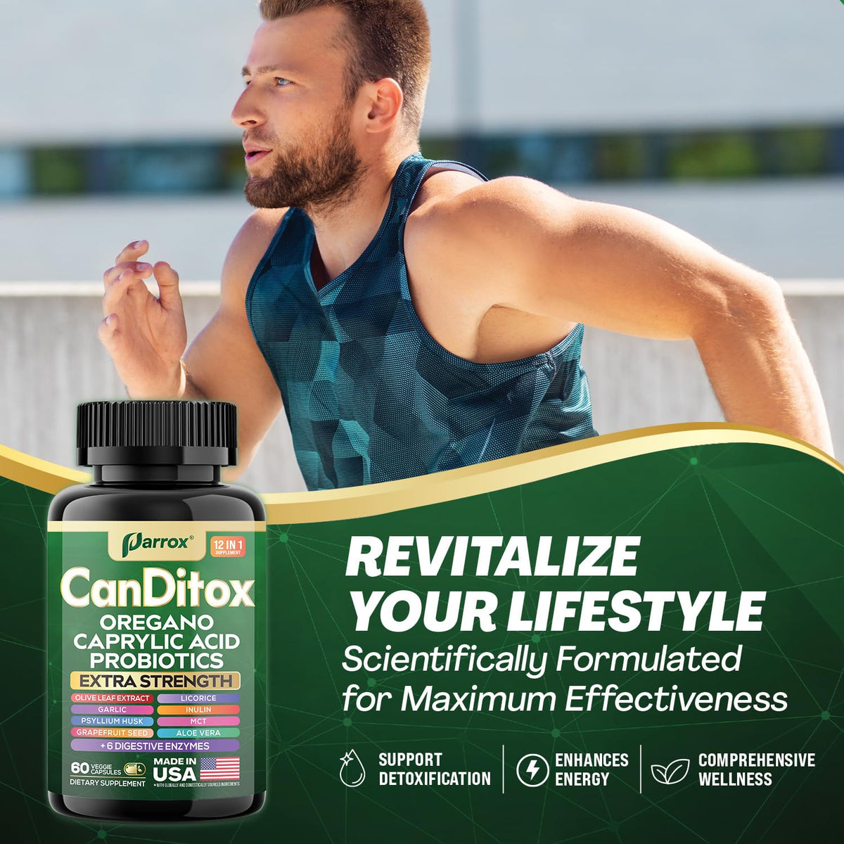 Parrox CanDitox Capsules - Oregano, Garlic, Probiotics & Digestive Enzymes (3 Pack)