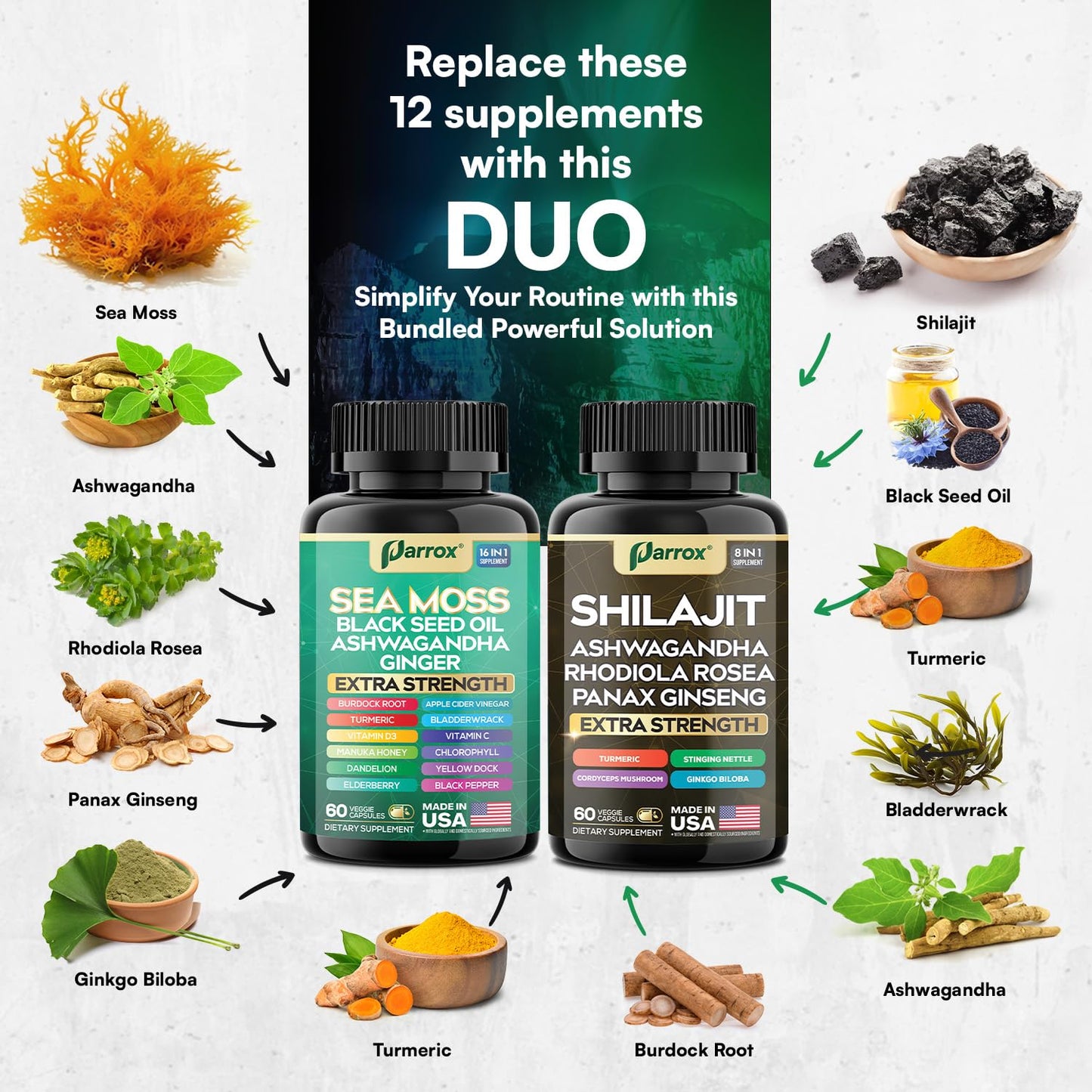 Parrox Dynamic Vitality Bundle - Shilajit & Sea Moss (1 Pack)
