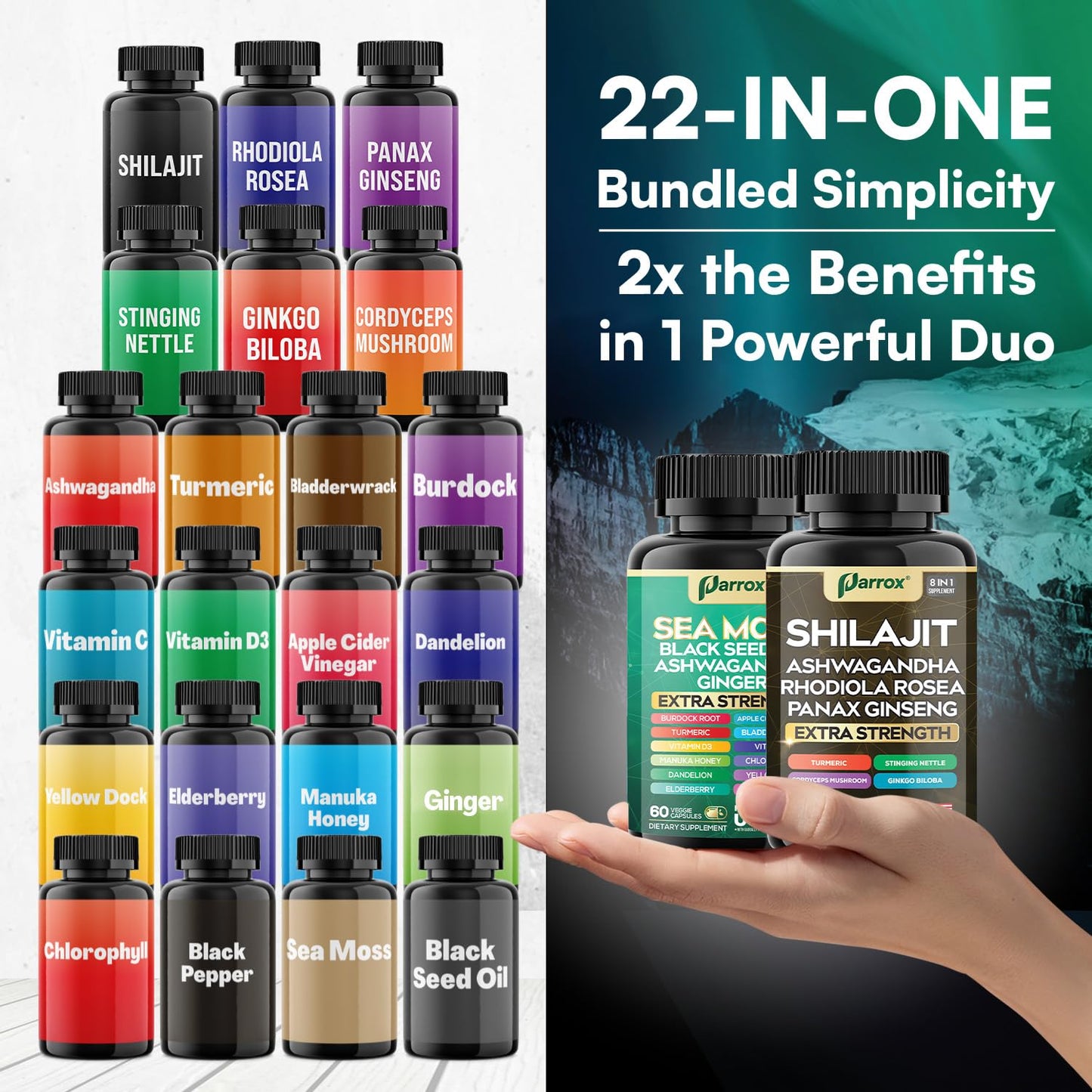 Parrox Dynamic Vitality Bundle - Shilajit & Sea Moss (1 Pack)