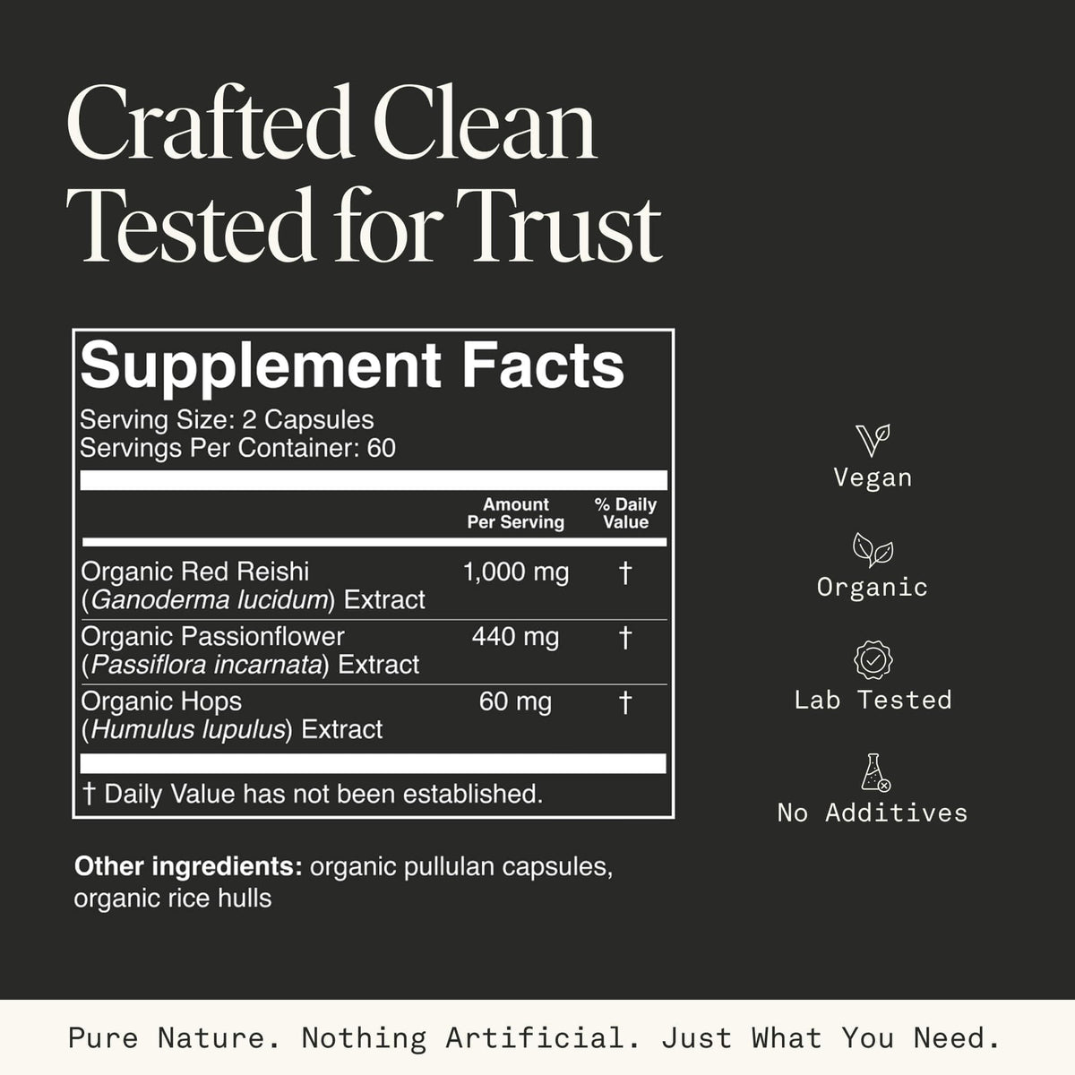 Mushroom Sleep Supplement — Reishi, Passionflower & Hops | 100% USDA Organic, Vegan, 120 Caps