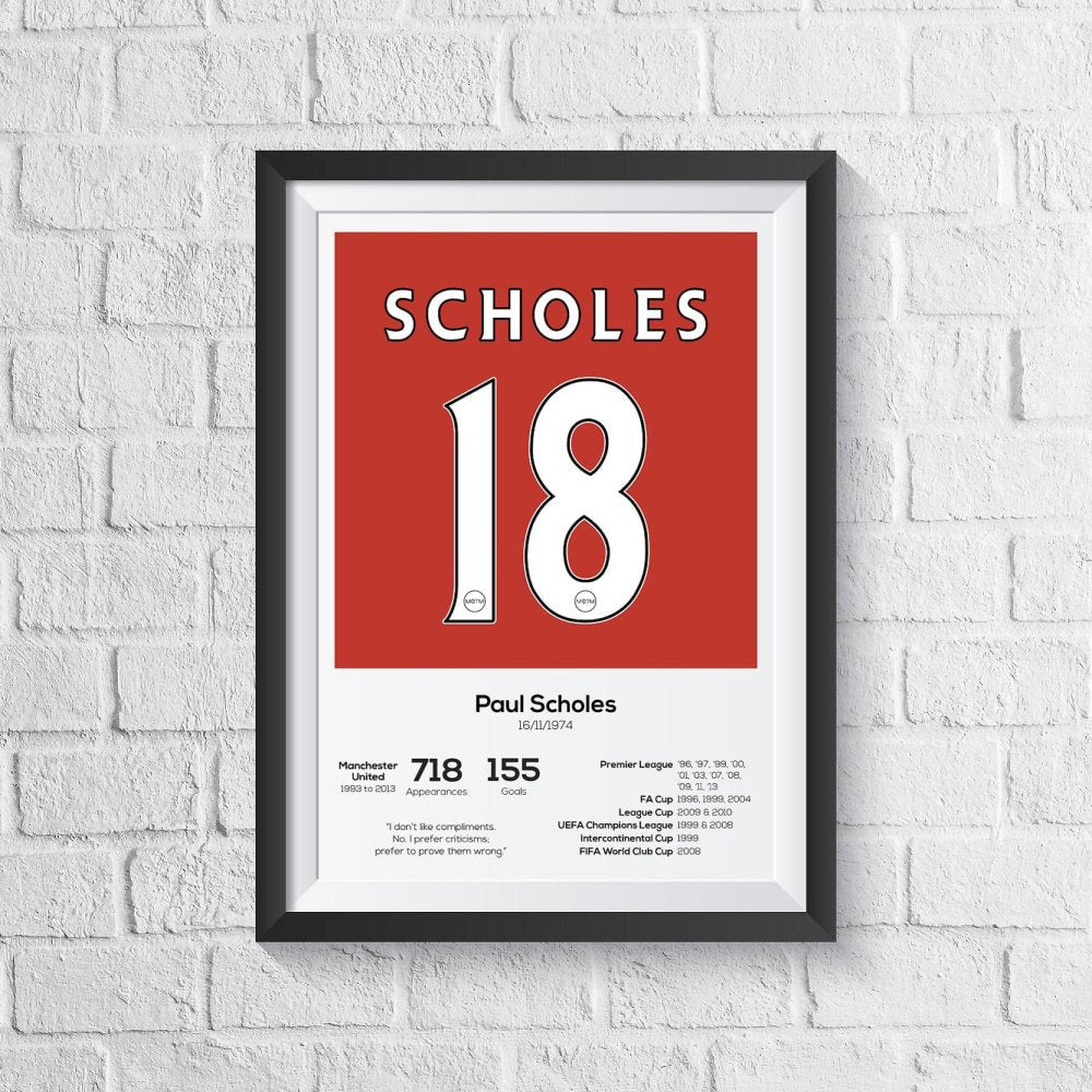 Paul Scholes Manchester United Legend Stats Print