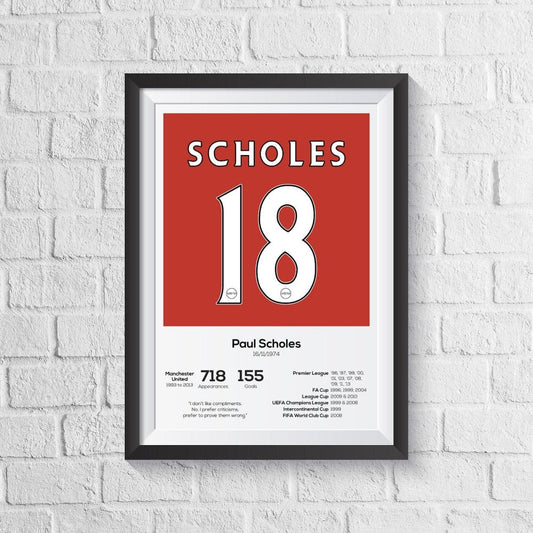 Paul Scholes Manchester United Legend Stats Print
