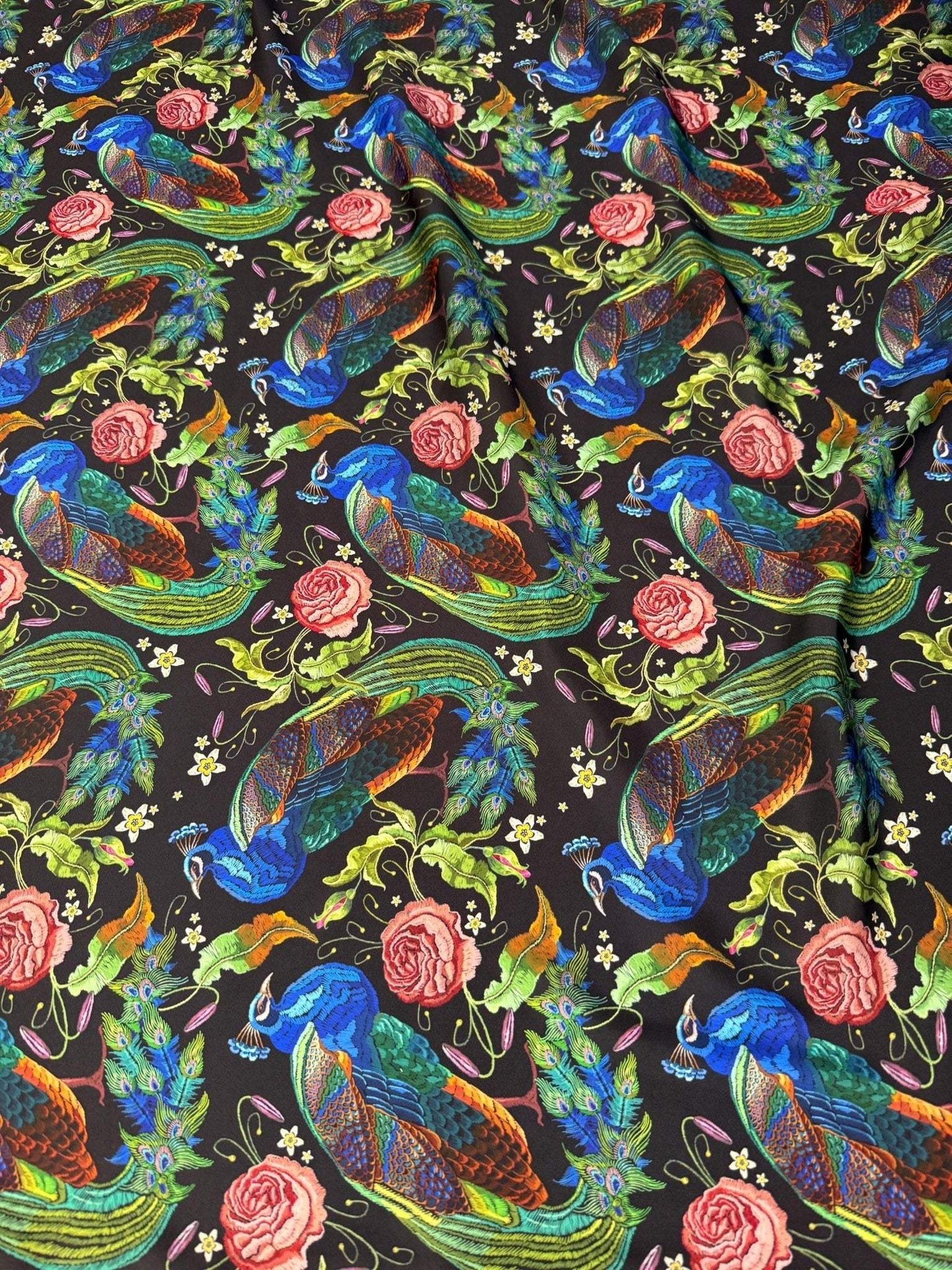Peacock Rose Fabric By Metre