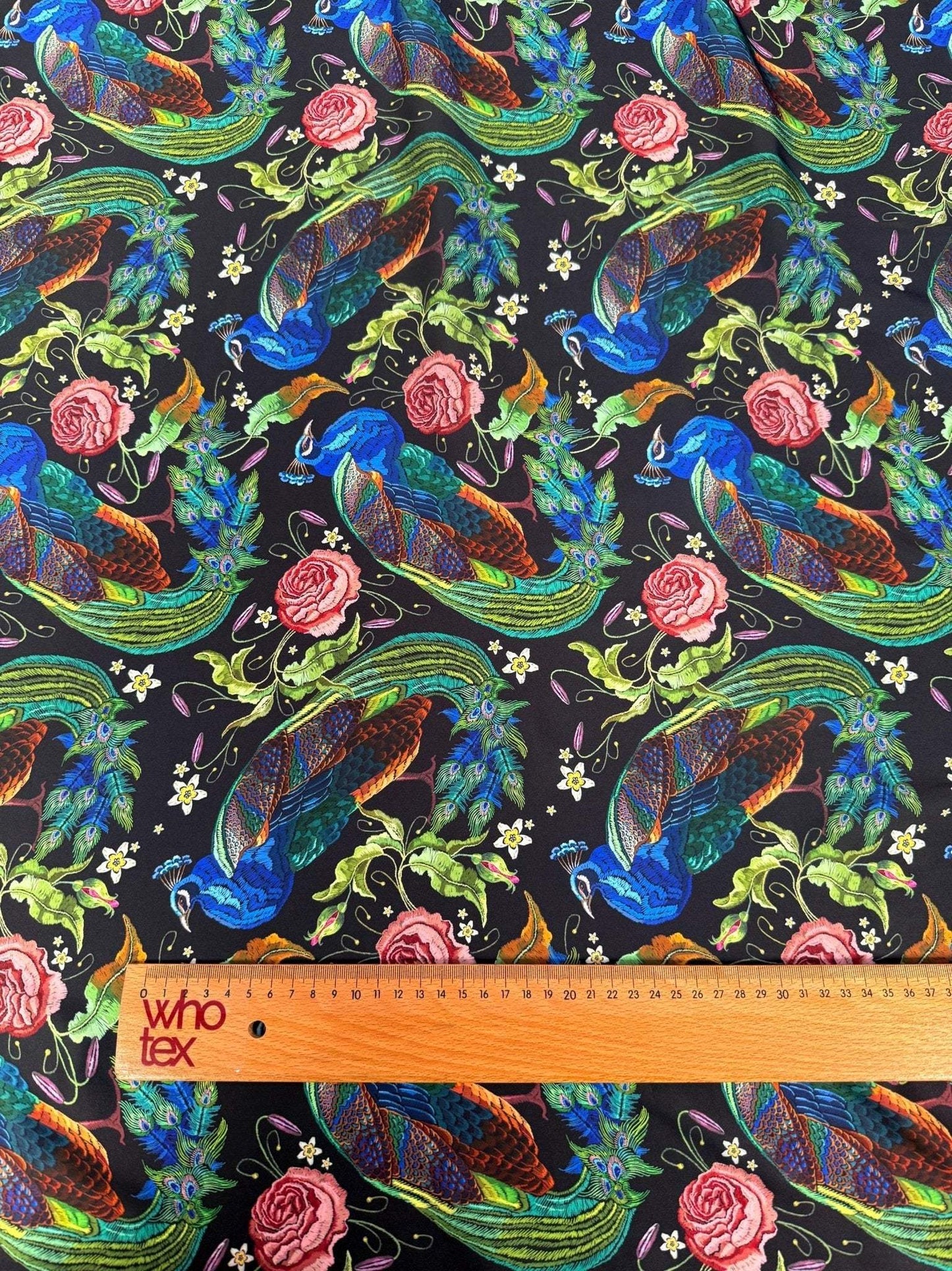 Peacock Rose Fabric By Metre