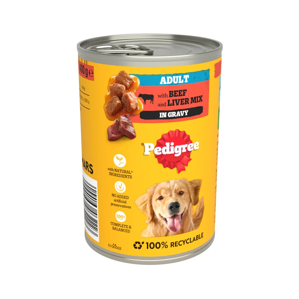 Pedigree Tins Beef Chunks in Gravy 400g - Case of 12