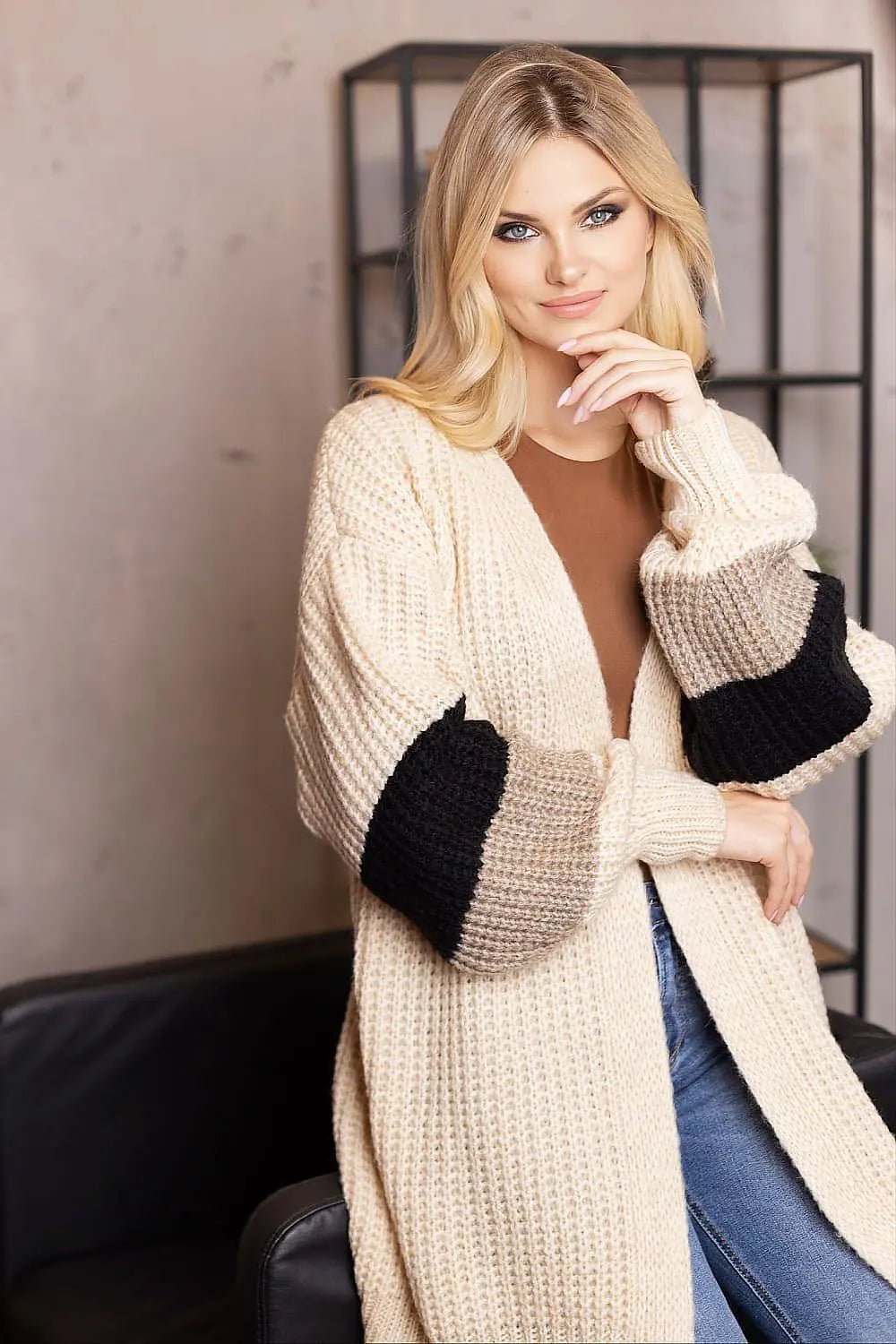 PeeKaBoo looser cut, unbuttoned cardigan