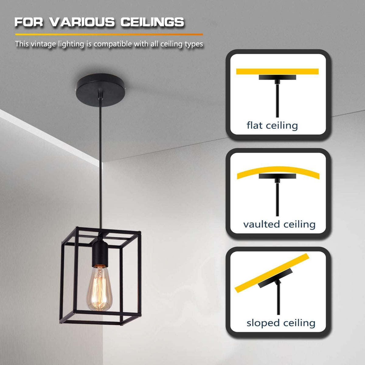 Pendant Light Vintage Retro Ceiling Lamp Industrial Black Metal Lamp