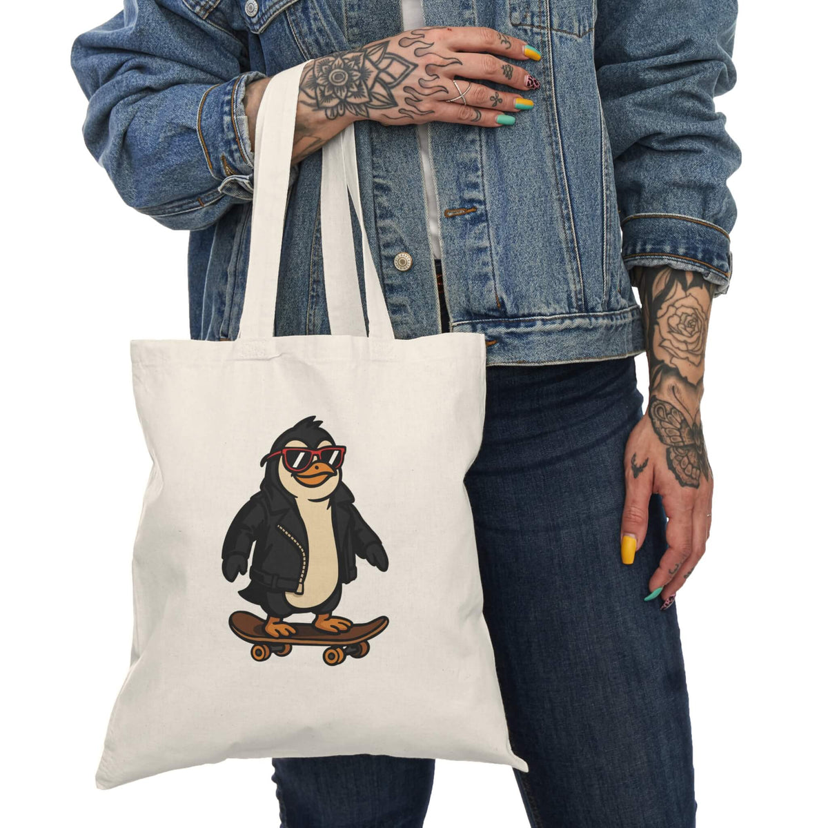 Cool Penguin skating Tote Bag
