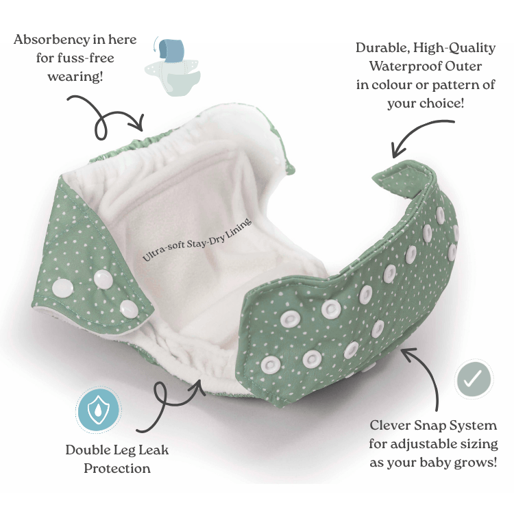 Peppa Pig One Size All-In-One Reusable Cloth Nappy - George Pig | Sage