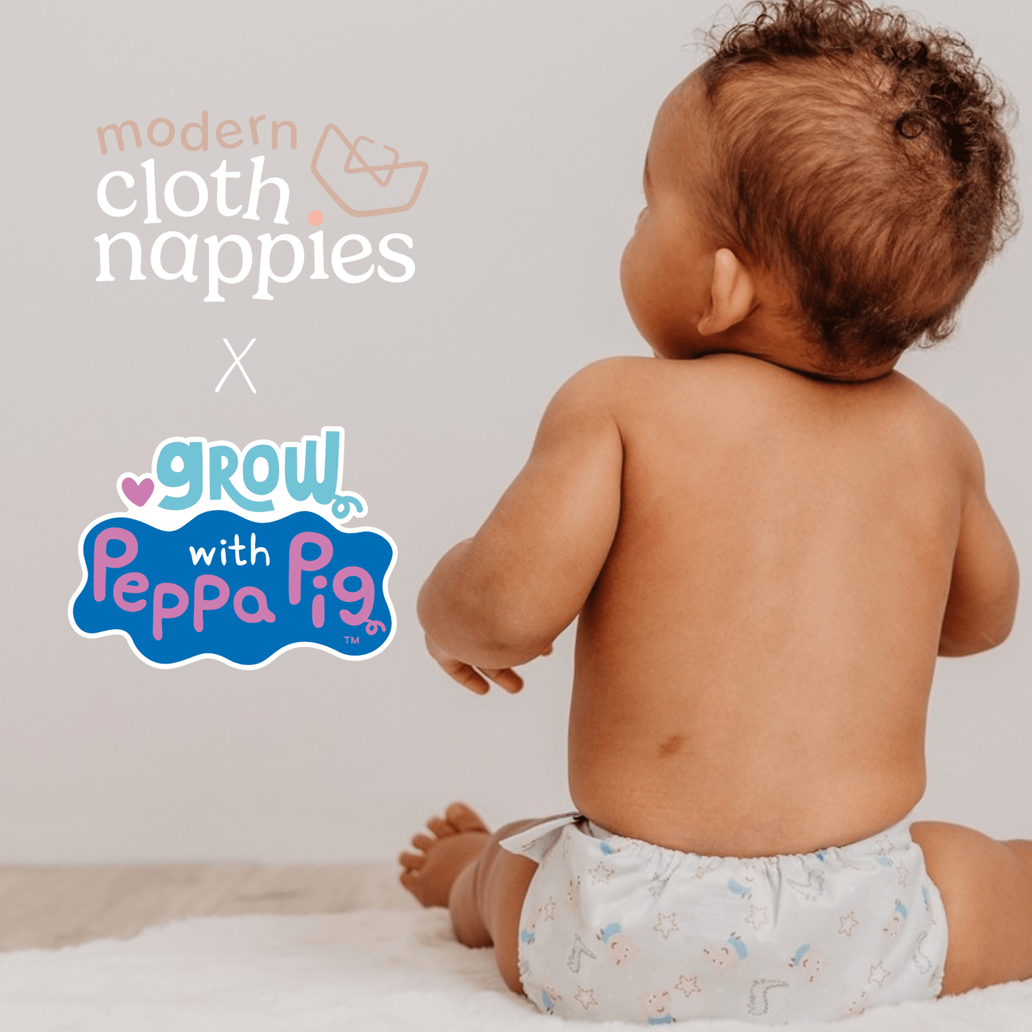 Peppa Pig One Size All-In-One Reusable Cloth Nappy - Blush Stripe