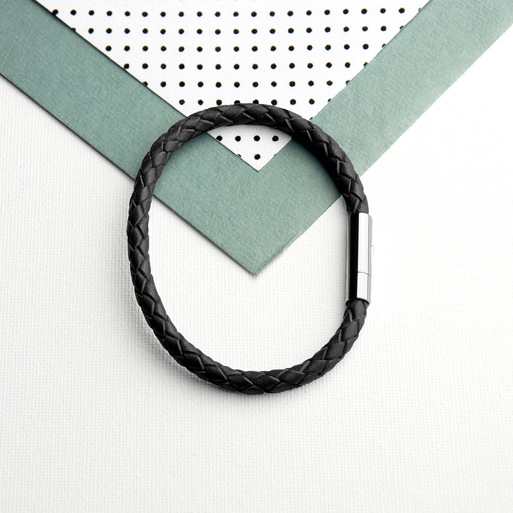 Personalised Men's Capsule Tube Woven Bracelet in Black