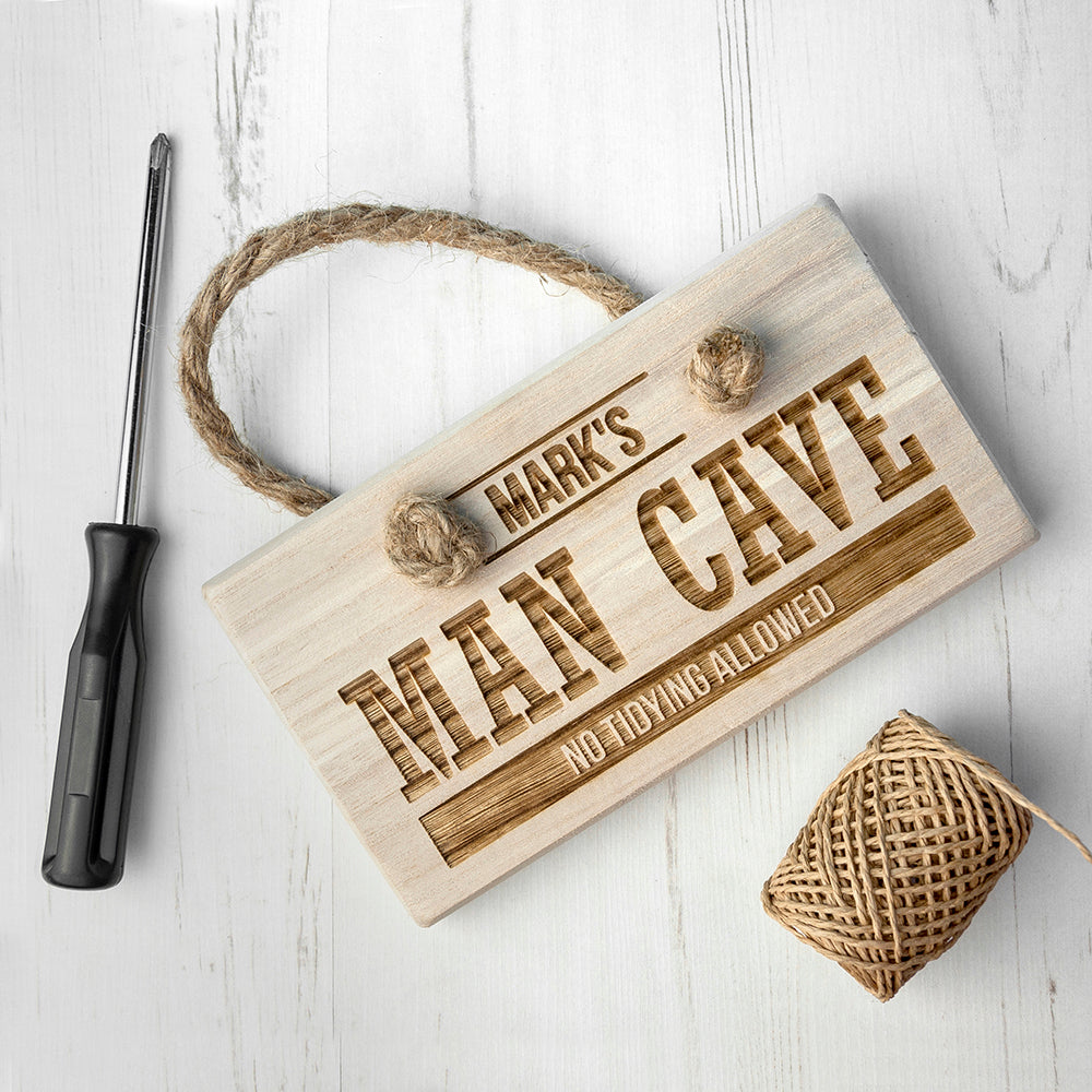 Personalised Man Cave Wooden Hanging Sign