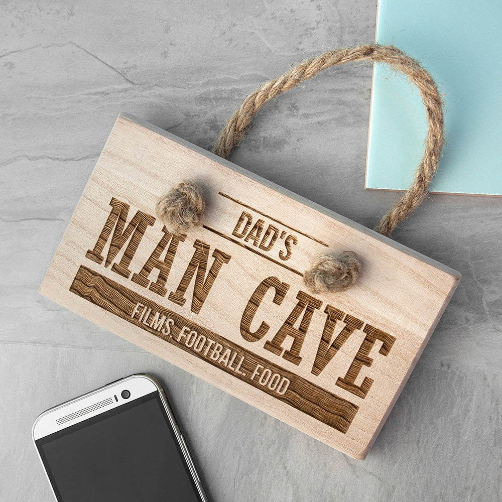 Personalised Man Cave Wooden Hanging Sign