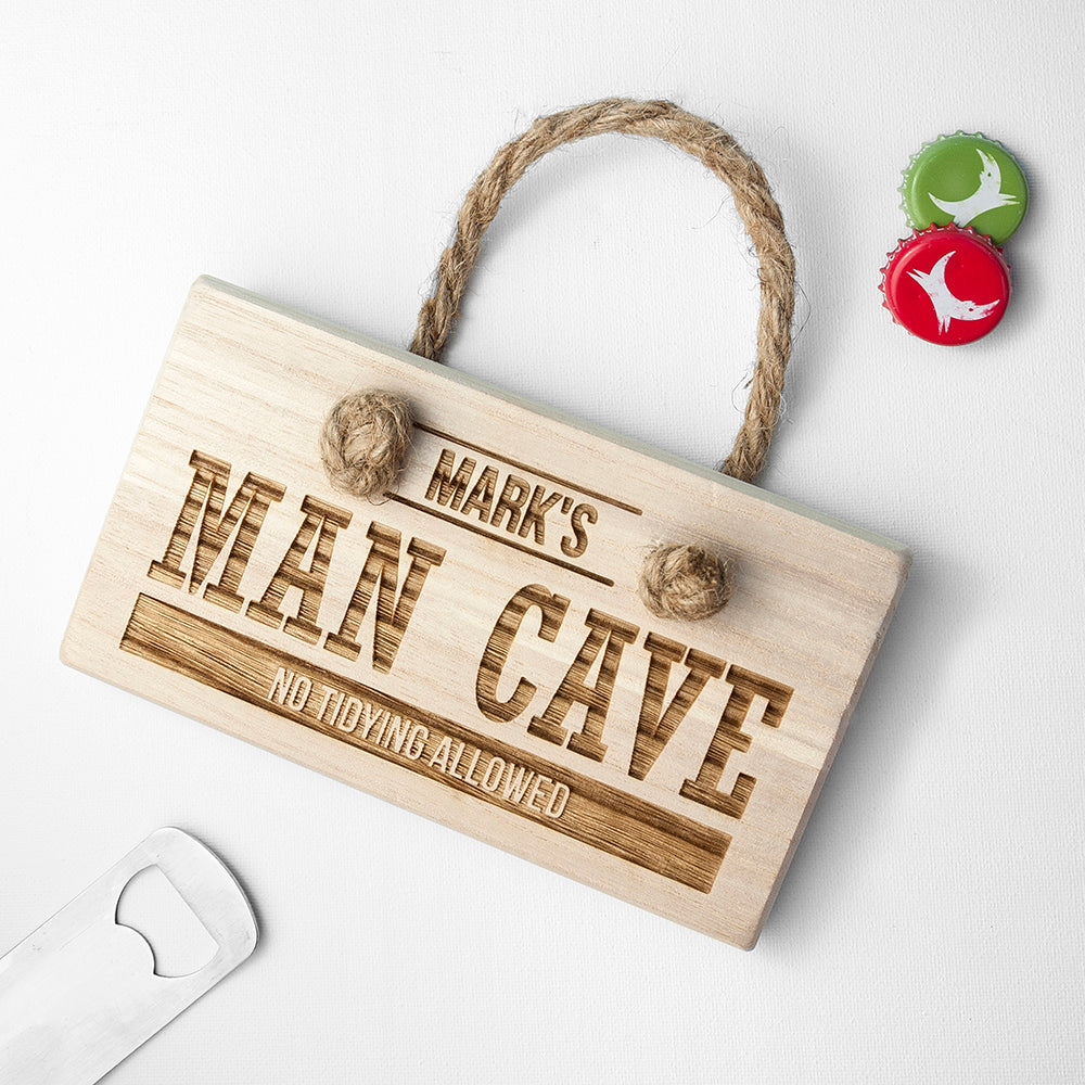 Personalised Man Cave Wooden Hanging Sign